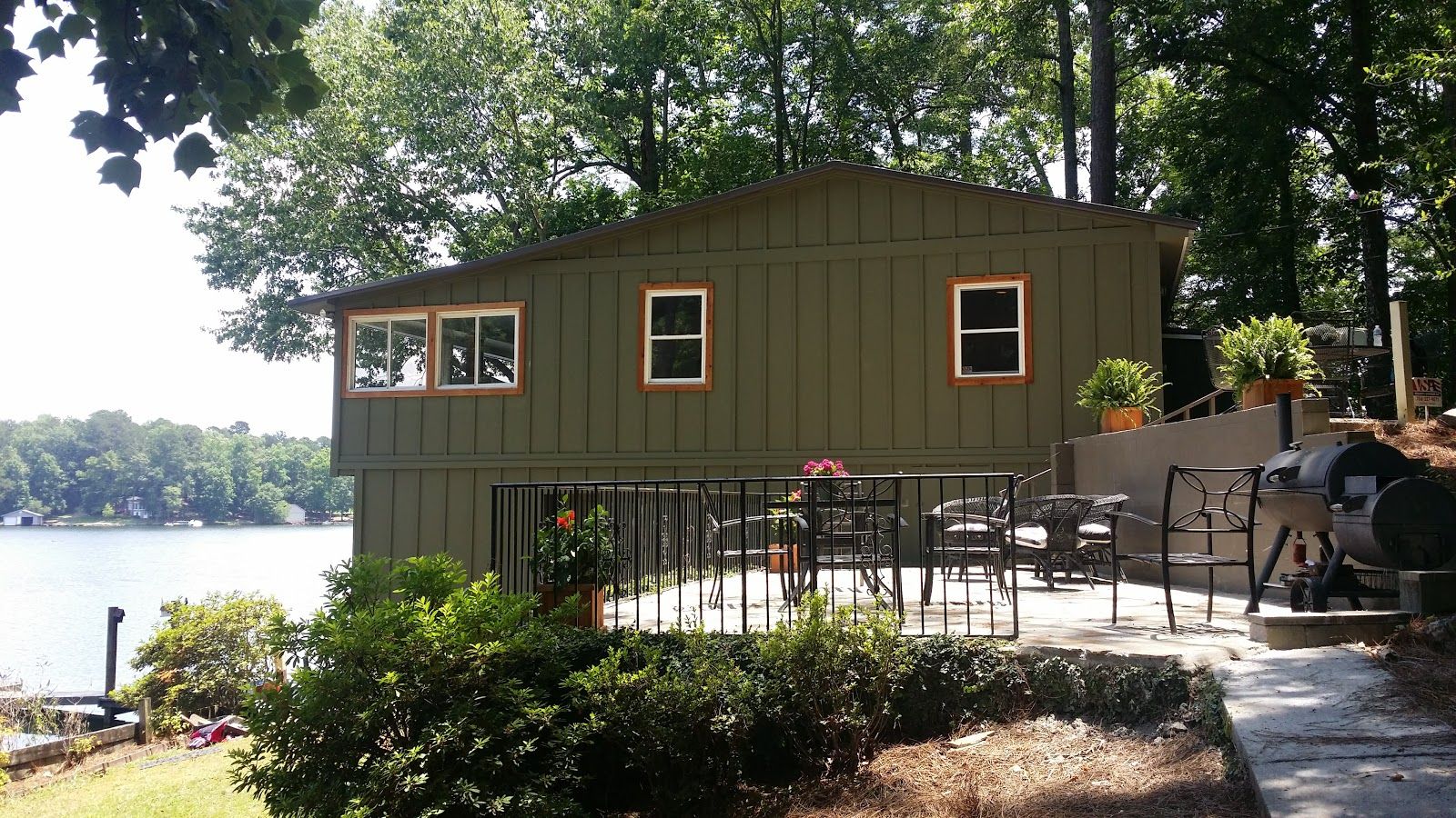 Renovated lake home exterior
